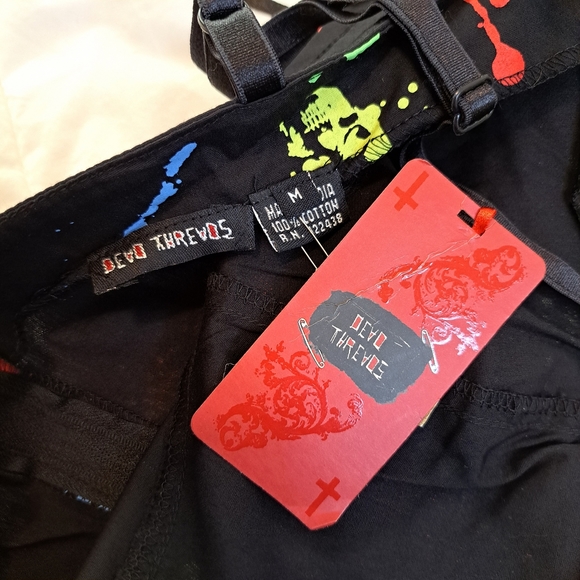 Dead Threads Goth Dress Scene Black Rainbow Paint Splatter Colorful Size Medium - Picture 12 of 13